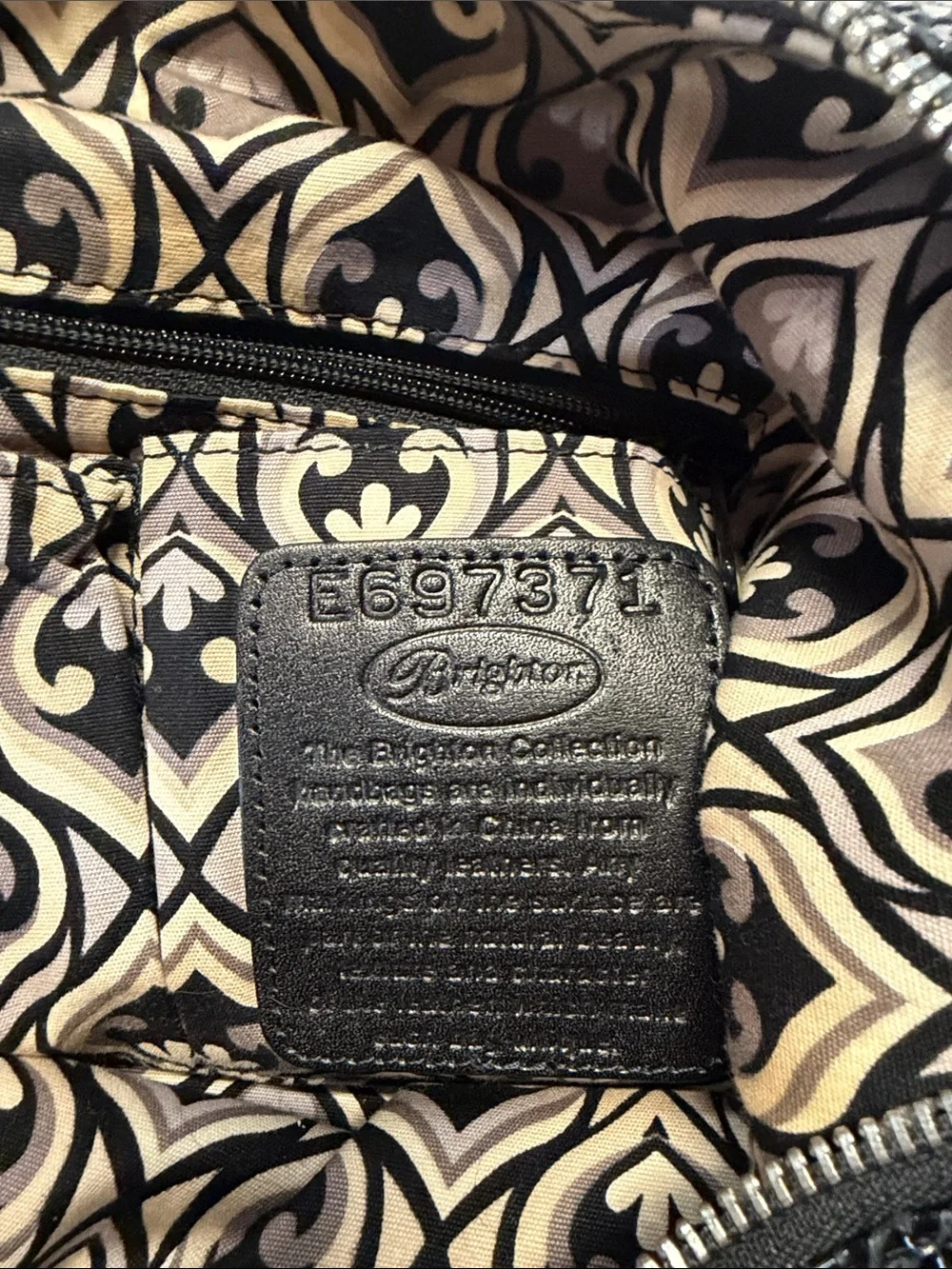Brighton Black Leather Snakeskin Hobo Shoulder Bag Heart Charm